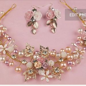 Handmade Wedding crown with earrings to match..